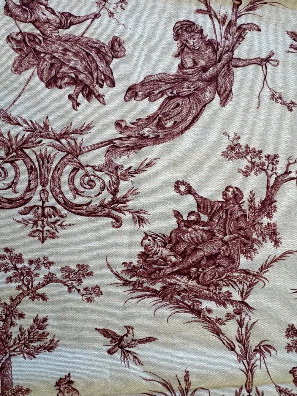 Williams Sonoma Italian Cotton Red Toile Tablecloth Made in Italy Approx 67 x 97